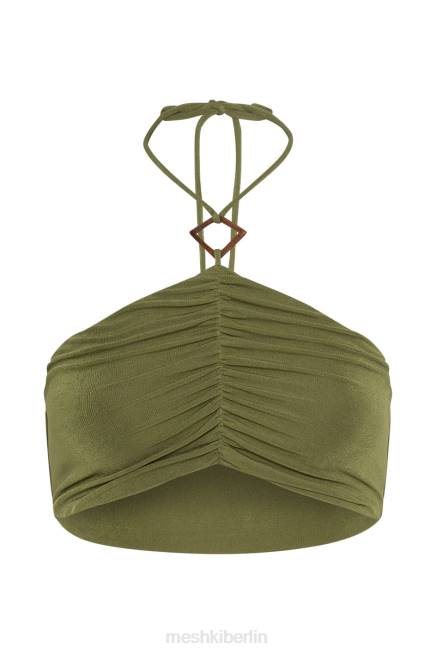 Kleidung Meshki Alizeh gerafftes Neckholder-Crop-Top Grün 2F8B1203