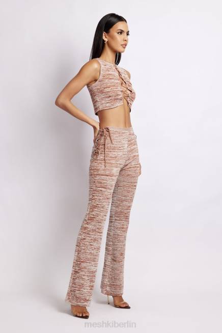 Kleidung Meshki Angelica Strick-Crop-Top mit Schnürung brauner Weltraumfarbstoff 2F8B1109