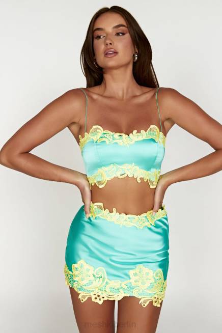 Kleidung Meshki Anika Micro Crop Top mit Spitze Minze 2F8B957