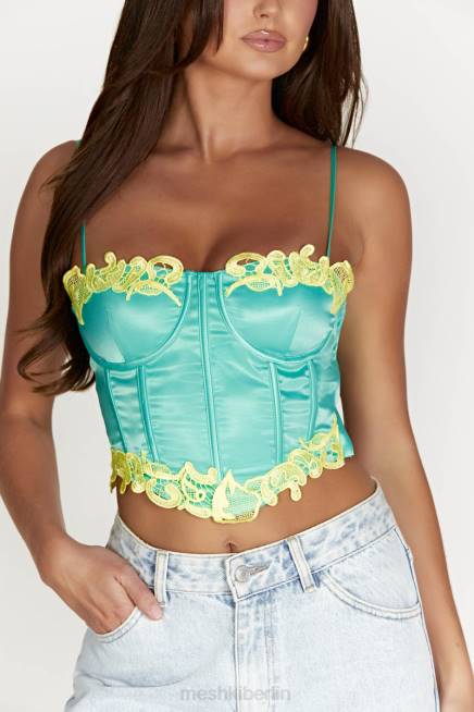 Kleidung Meshki Anika Micro Crop Top mit Spitze Minze 2F8B957