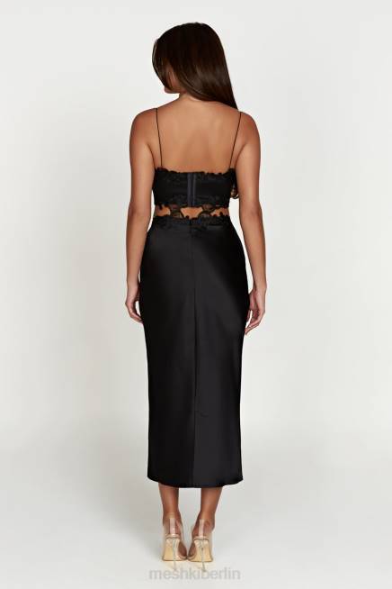 Kleidung Meshki Anika Micro Crop Top mit Spitze Schwarz 2F8B1033