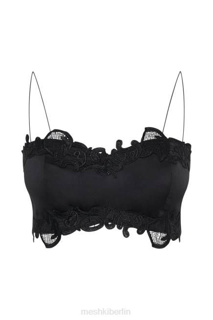 Kleidung Meshki Anika Micro Crop Top mit Spitze Schwarz 2F8B1033