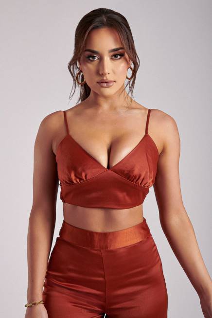 Kleidung Meshki Ashley Satin-Crop-Top Kupfer 2F8B1204