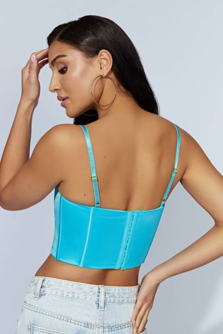 Kleidung Meshki Cami-Crop-Top aus Lake-Spitze Aquamarin 2F8B1048