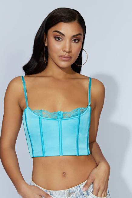 Kleidung Meshki Cami-Crop-Top aus Lake-Spitze Aquamarin 2F8B1048