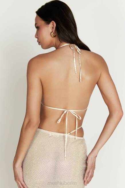 Kleidung Meshki Casey Mesh Diamante Neckholder-Ernte Creme 2F8B927
