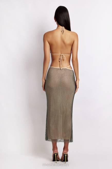 Kleidung Meshki Casey Mesh Diamante Neckholder-Ernte schillerndes Schwarz 2F8B983