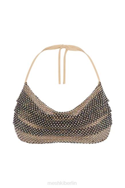 Kleidung Meshki Casey Mesh Diamante Neckholder-Ernte schillerndes Schwarz 2F8B983