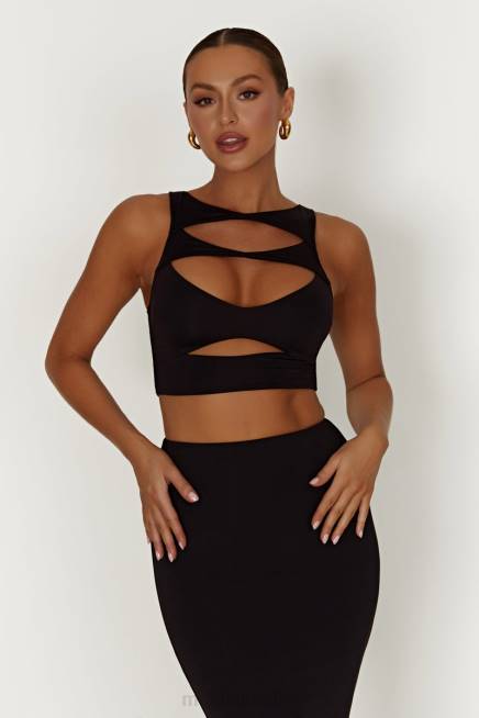 Kleidung Meshki Chloe Cut-Out-Crop-Top Schwarz 2F8B855