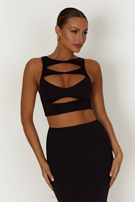 Kleidung Meshki Chloe Cut-Out-Crop-Top Schwarz 2F8B855