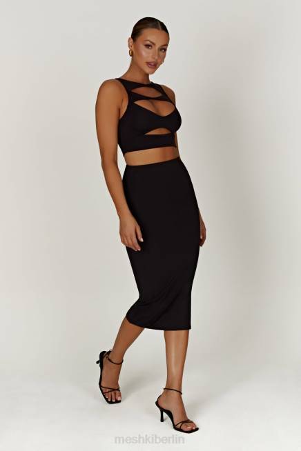 Kleidung Meshki Chloe Cut-Out-Crop-Top Schwarz 2F8B855