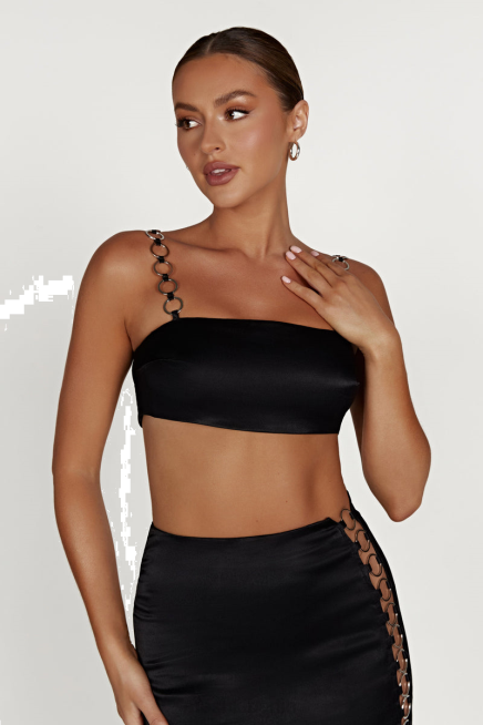 Kleidung Meshki Crop-Top mit Ring von Pyper Schwarz 2F8B1212