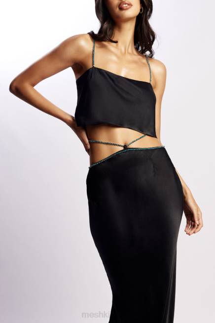 Kleidung Meshki Dayana gerade geschnittenes Crop-Top Schwarz 2F8B1126