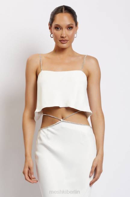 Kleidung Meshki Dayana gerade geschnittenes Crop-Top Weiß 2F8B1125
