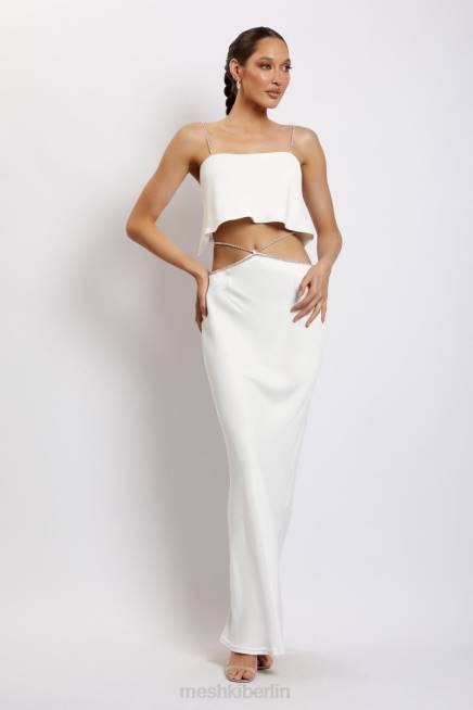 Kleidung Meshki Dayana gerade geschnittenes Crop-Top Weiß 2F8B1125