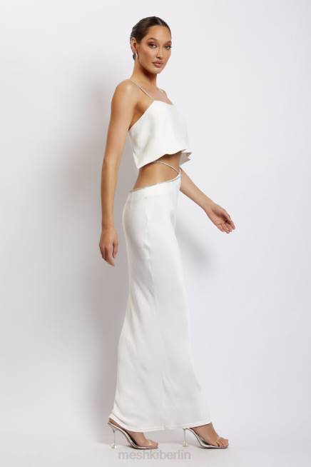 Kleidung Meshki Dayana gerade geschnittenes Crop-Top Weiß 2F8B1125