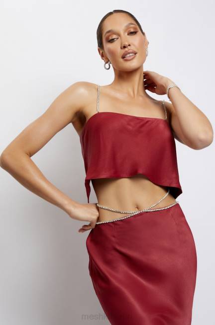 Kleidung Meshki Dayana gerade geschnittenes Crop-Top Wein 2F8B1173