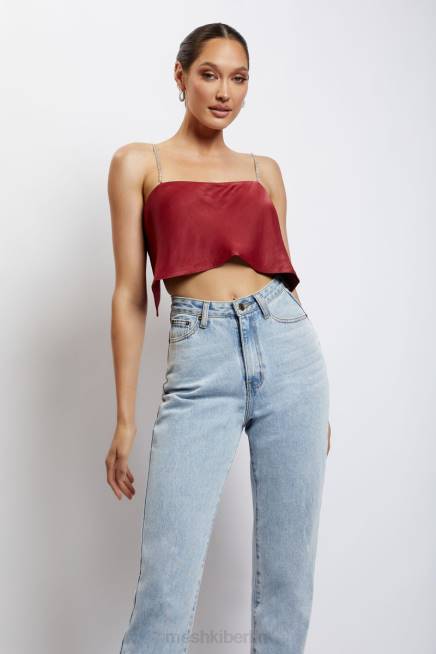 Kleidung Meshki Dayana gerade geschnittenes Crop-Top Wein 2F8B1173