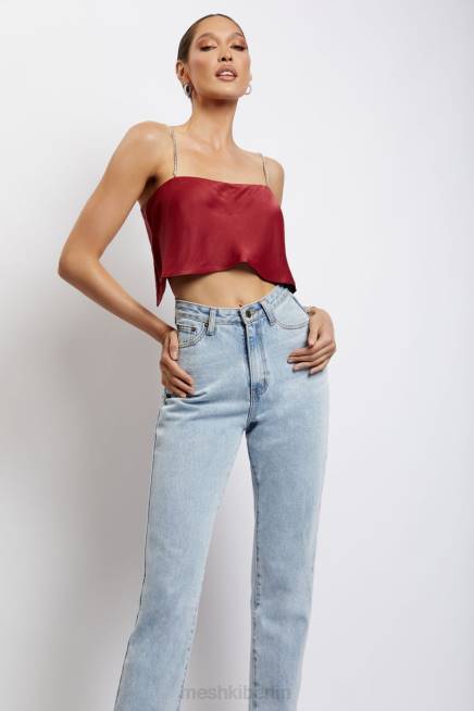 Kleidung Meshki Dayana gerade geschnittenes Crop-Top Wein 2F8B1173