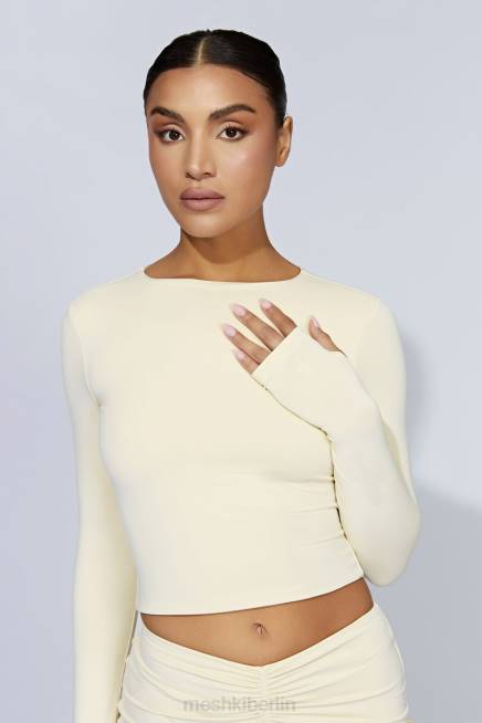 Kleidung Meshki Estelle Langarm-Crop-Top Creme 2F8B1067