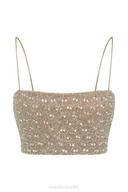 Kleidung Meshki Eva verziertes Crop-Top Silber 2F8B894