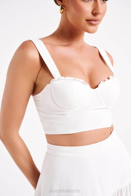 Kleidung Meshki Hilaria-Crop-Top aus Leinen mit Körbchen Weiß 2F8B757