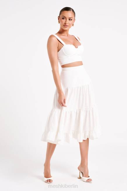 Kleidung Meshki Hilaria-Crop-Top aus Leinen mit Körbchen Weiß 2F8B757