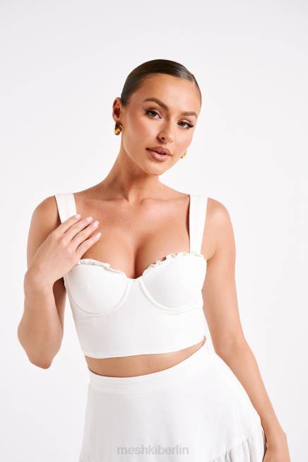 Kleidung Meshki Hilaria-Crop-Top aus Leinen mit Körbchen Weiß 2F8B757