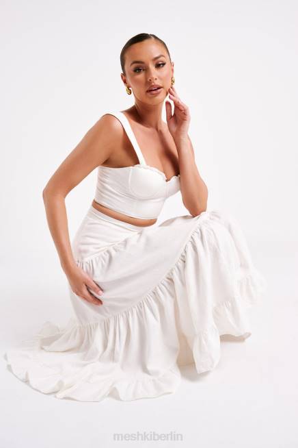 Kleidung Meshki Hilaria-Crop-Top aus Leinen mit Körbchen Weiß 2F8B757