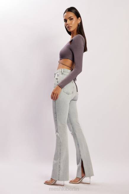 Kleidung Meshki Jessie – langärmliges Crop-Top mit Cut-Outs Holzkohle 2F8B1134