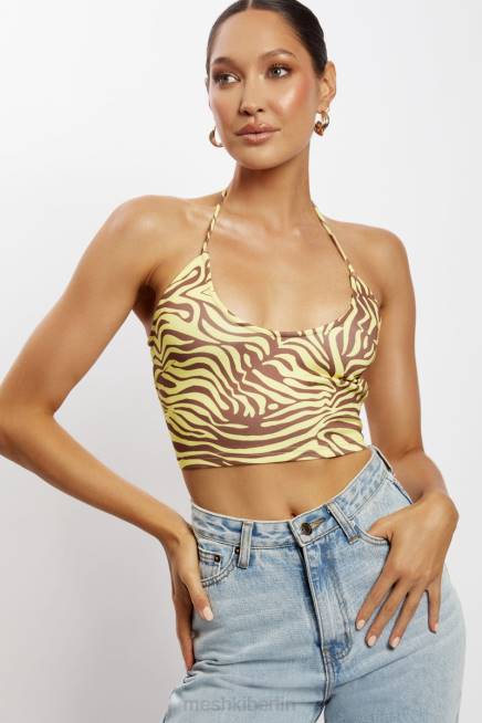 Kleidung Meshki Joelle Neckholder-Crop-Top Zebradruck 2F8B1154