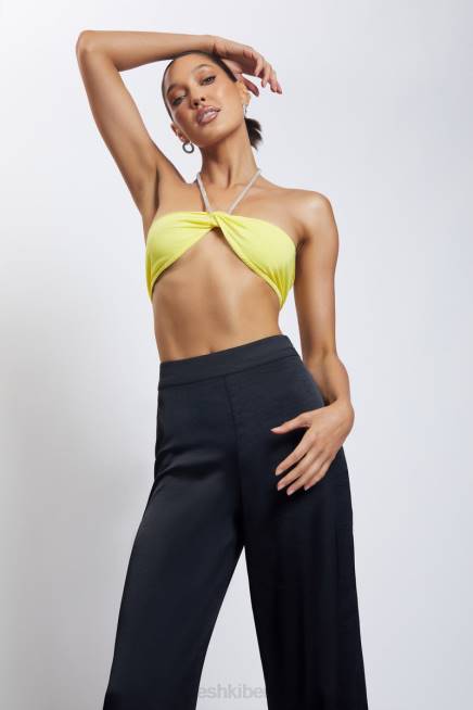 Kleidung Meshki Lea Neckholder-Crop-Top mit Diamantkette Gelb 2F8B1142