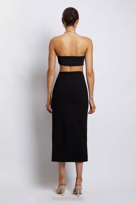 Kleidung Meshki Lea Neckholder-Crop-Top mit Diamantkette Schwarz 2F8B1132