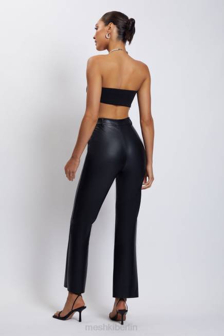 Kleidung Meshki Lea Neckholder-Crop-Top mit Diamantkette Schwarz 2F8B1132