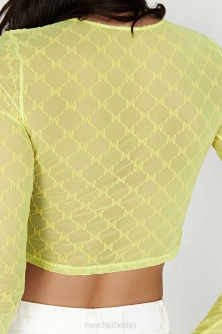 Kleidung Meshki Letitia Mesh-Monogramm-Crop-Top frisches Grün 2F8B1217