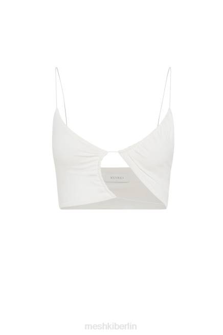 Kleidung Meshki Montana gerüschtes, ausgeschnittenes Crop-Top Weiß 2F8B1158