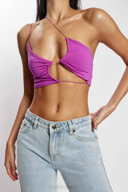 Kleidung Meshki Montana gerüschtes, ausgeschnittenes Crop-Top violett 2F8B1149