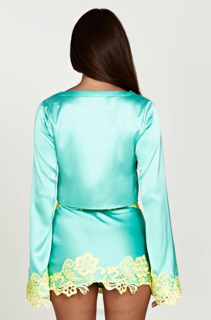 Kleidung Meshki Niamh Crop-Top mit ausgestellten Ärmeln und Spitze Minze 2F8B1008