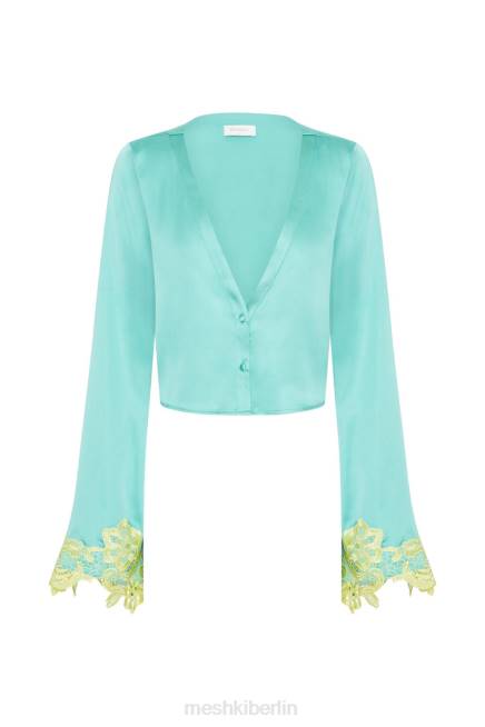 Kleidung Meshki Niamh Crop-Top mit ausgestellten Ärmeln und Spitze Minze 2F8B1008