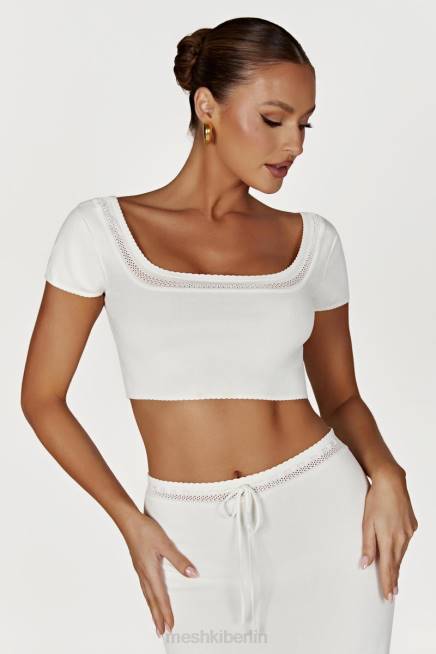 Kleidung Meshki Penelope Pointelle-Strick-Crop-Top Weiß 2F8B904