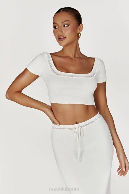 Kleidung Meshki Penelope Pointelle-Strick-Crop-Top Weiß 2F8B904