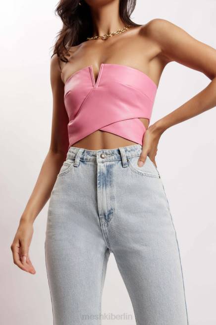 Kleidung Meshki Perrie Kunstleder-Crop-Top mit Cut-Outs Rosa 2F8B1171