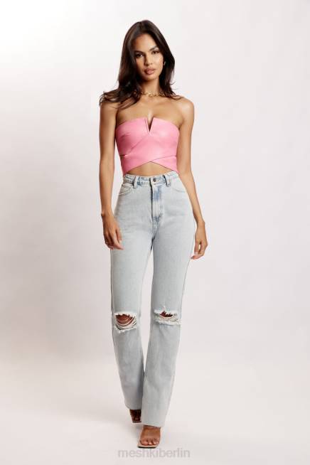 Kleidung Meshki Perrie Kunstleder-Crop-Top mit Cut-Outs Rosa 2F8B1171