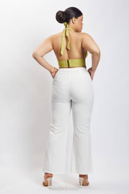 Kleidung Meshki Piper Neckholder-Crop-Top aus Leinen Apfel 2F8B1128