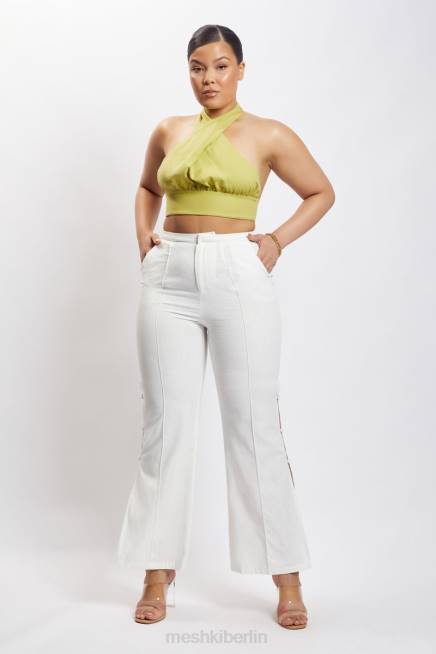 Kleidung Meshki Piper Neckholder-Crop-Top aus Leinen Apfel 2F8B1128