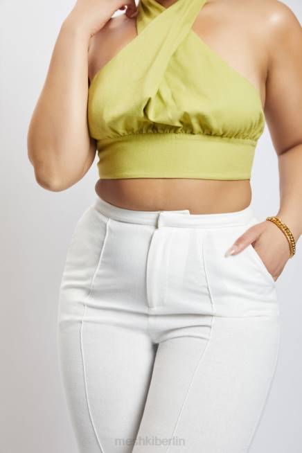 Kleidung Meshki Piper Neckholder-Crop-Top aus Leinen Apfel 2F8B1128