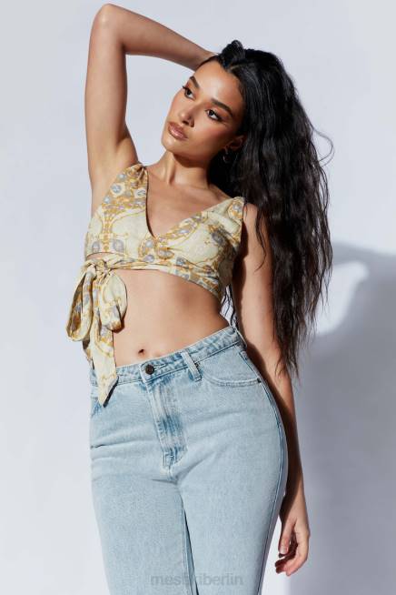 Kleidung Meshki Ramona funktionelles Wickel-Crop-Top persischer Druck 2F8B1127