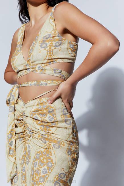 Kleidung Meshki Ramona funktionelles Wickel-Crop-Top persischer Druck 2F8B1127