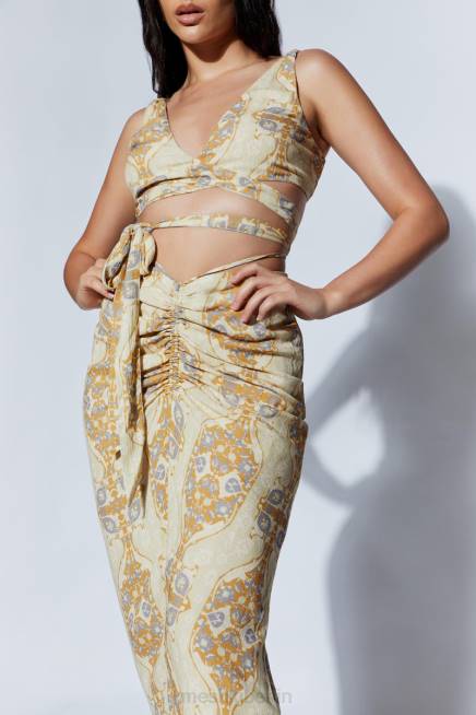 Kleidung Meshki Ramona funktionelles Wickel-Crop-Top persischer Druck 2F8B1127