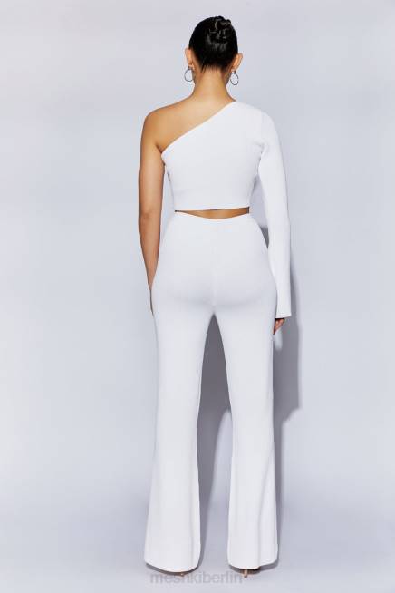 Kleidung Meshki Rue One-Shoulder-Crop-Top mit ausgestellten Ärmeln Weiß 2F8B974